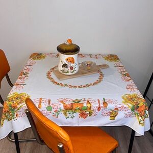 Vintage Kitchen Table cloth in Orange and Yellow